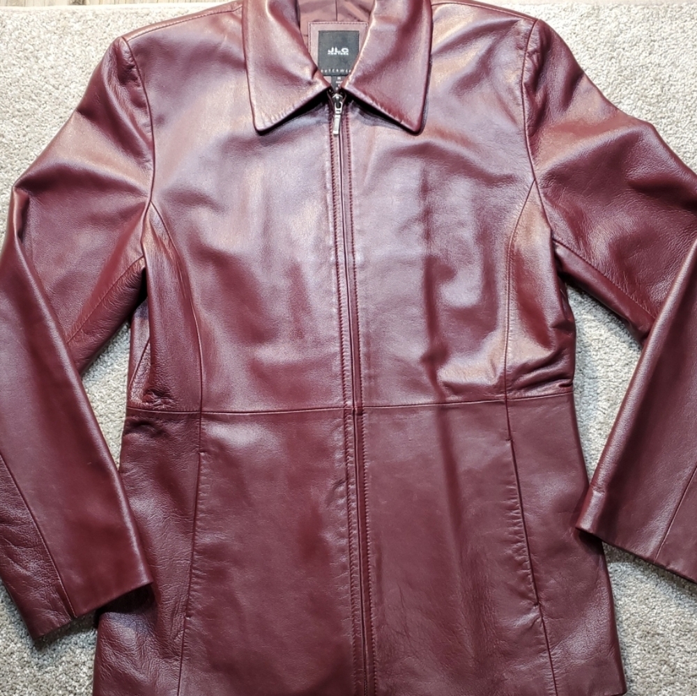 JLC New York Leather Women's Burgundy Leather Jacket size XL